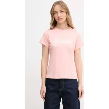 Bavlněné tričko Guess růžová barva, V5GI02 K9RM1 V5GI02.K9RM1 39X, vel. XS