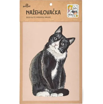 Textilní nažehlovací páska Lesní svět Nažehlovačka M 074 - Kočka černobílá