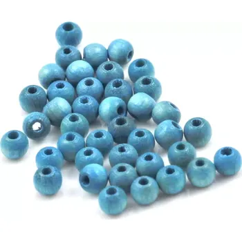 Korálek Korálky dřevěné tyrkysové 5mm – 40 ks