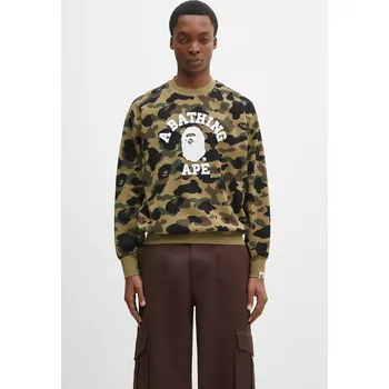 Pánská mikina Bavlněná mikina A Bathing Ape 1St Camo Jacquard College, L, zelená, 78X