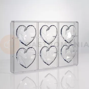 Čokoládová tyčinka Polykarbonátová forma na pralinky, 275x175 mm | MARTELLATO, Diamond Heart