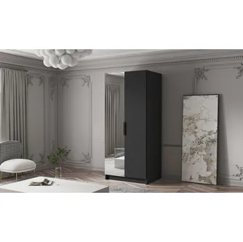 Šatní skříň Šatní skříň BODRUM 100 II - černá/černé úchytky