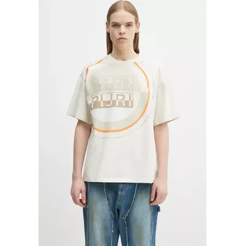 Pánské tričko Bavlněné tričko Napapijri S-Tusco béžová barva, s potiskem, NP0A4IEEN1J1, XL, 01X