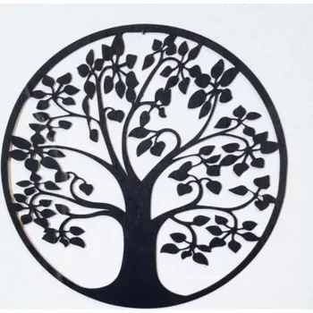 Strom života dřevo dekorace černý 28x28 cm