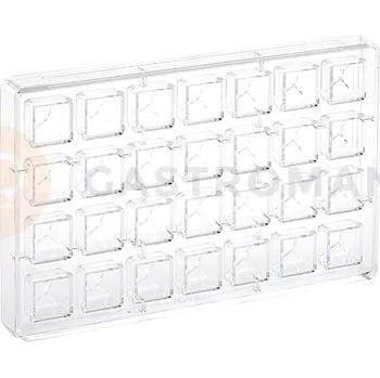 Čokoládová tyčinka Polykarbonátová forma na pralinky, 275x175 mm | MARTELLATO, Quadrato