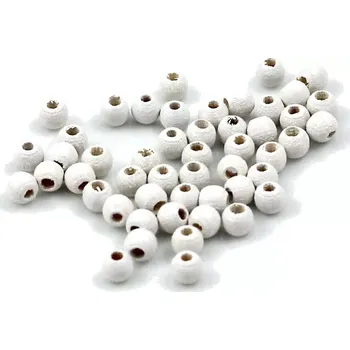 Korálek Dřevěná kulička bílá 4mm – 50 ks