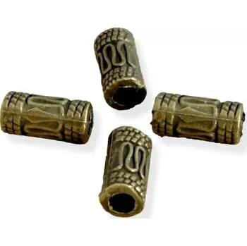 Materiál na výrobu šperku Váleček-korálek 10x5 mm starozlatý - 2 ks