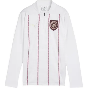 Chlapecká bunda Puma Manchester City Pre Match quarter Zip Drill Top Juniors White/Jasper 9-10 let