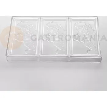 Čokoládová tyčinka Polykarbonátová forma na čokoládu 275x175 mm, Xmas Snowman, 3 výklenky | PAVONI, PC5067