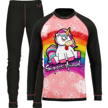 Set dětského termoprádla Set dětského funkčního prádla JEDNOROŽEC černá Bamboo Light New - Lososová / 120