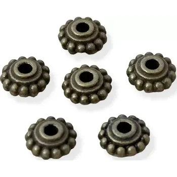 Materiál na výrobu šperku Korálek-mezikus 7mm starozlato - 6 ks