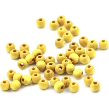 Korálek Korálky dřevěné žluté 4mm – 50 ks