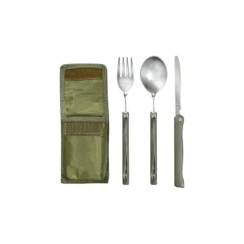 kempingový příbor Skládací příbor s pouzdrem na opasek, Mil-Tec
