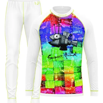 Set dětského termoprádla Set dětského funkčního prádla ROBORYBA bílá Bamboo Light New - Žlutá neon / 130