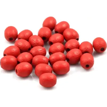 Korálek Dřevěné korálky červené oválky – 25 ks