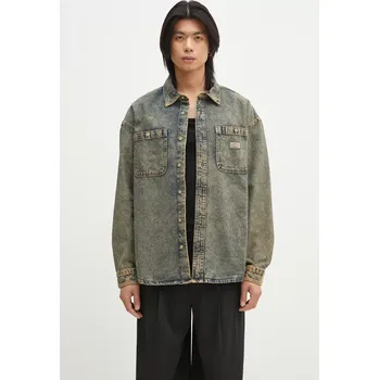 Pánská větrovka Džínová bunda Dickies Houston Ls Shirt Yellow Fade Indigo pánská, tmavomodrá barva, přechodná, DK0A4YF5K581, S, 59X