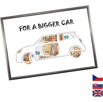 Žertovný předmět Rámeček na darování peněz - Auto, Nápis anglicky, Rámeček 914 - antracitová