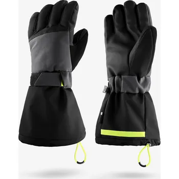 WEDZE Dětské lyžařské rukavice hřejivé 6–14 let Ski 500 Long 12 LET ČERNÁ|ŠEDÁ