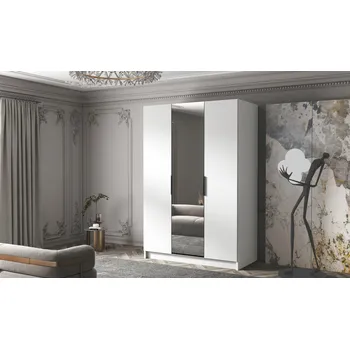 Šatní skříň Šatní skříň CALPE 150 II - bílá/černé úchytky