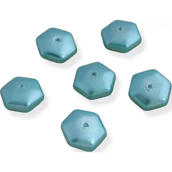 Korálek Korálky voskované šestihrany tyrkysové - 10 ks