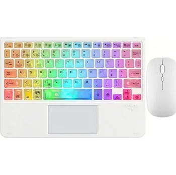 Sada bezdrátové podsvícené klávesnice s touchpadem a bezdrátové myši - bílá