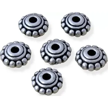 Materiál na výrobu šperku Korálek-mezikus 7mm starostříbro - 6 ks