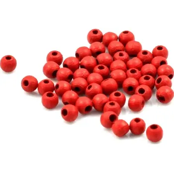 Korálek Dřevěná kulička červená 4mm – 50 ks