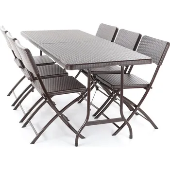 Zahradní sestava Zahradní stolová sestava Dustin - 6 míst, tmavě šedá