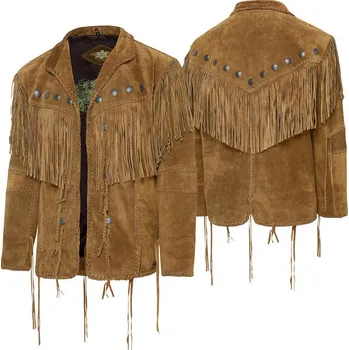 Pánský kabát Stars & Stripes Bunda kožená Hombre Stars & Stripes, pánská, hnědá 3XL