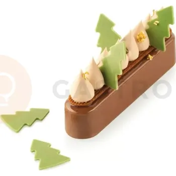 Čokoládová tyčinka Šablona silikonové dekorace - Vánoční stromky | SILIKOMART, Mats Professional