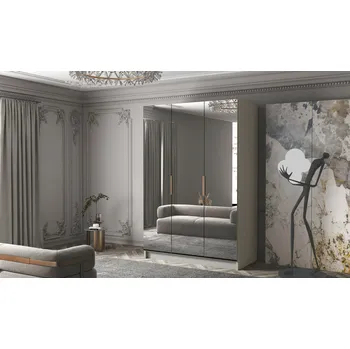 Šatní skříň Šatní skříň CALPE 150 III - béžová/zlaté úchytky