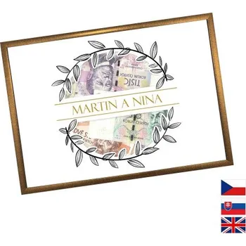 Žertovný předmět Rámeček na darování peněz - Svatba, moderní, Rámeček 905 - bronzová