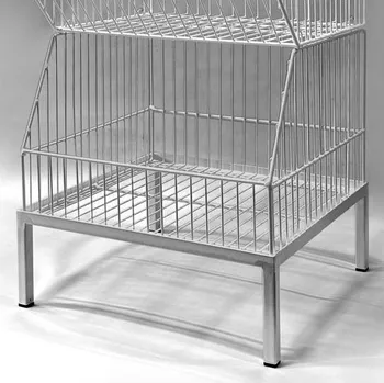 Dílenský regál Koš stohovací, spodní, rovné stěny, podstavec s nožičkami, šíře 450 mm, povrch zinkochromát