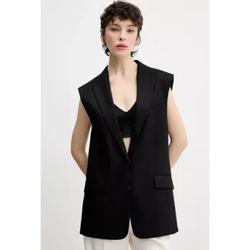 Dámská vesta Lněná vesta HUGO černá barva, 50537621 99X, vel. 38