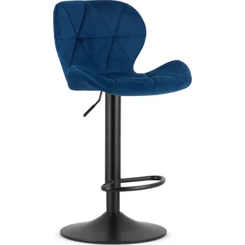 Barová židle Barová židle s černou nohou WEST VELVET, modrá