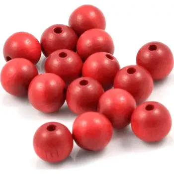Korálek Korálky dřevěné červené pr. 10 mm – 15 ks