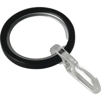 Kroužky na záclony s kluzákem a háčkem Chicago černé 10 ks