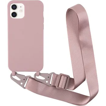 Matný kryt s nastavitelným popruhem pro iPhone 11 - starorůžový