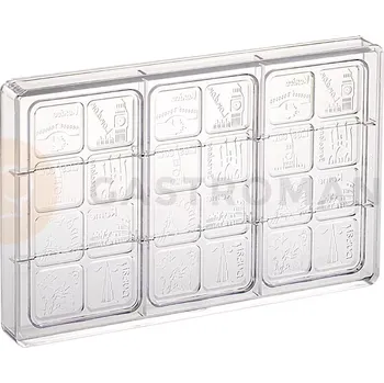 Čokoládová tyčinka Polykarbonátová forma na pralinky, 275x175 mm | MARTELLATO, City