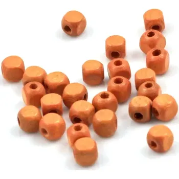 Korálek Korálky dřevěné kostky oranžové – 50 ks