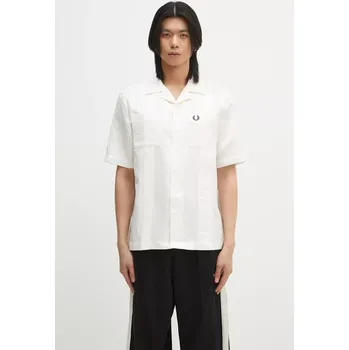 Pánská košile Košile Fred Perry pánská, bílá barva, relaxed, M9822.129, S, 00X