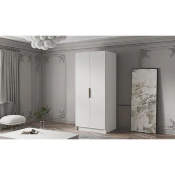 Šatní skříň Šatní skříň BODRUM 100 I - bílá/zlaté úchytky