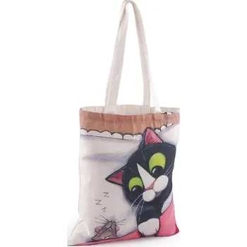 Textilní taška bavlněná kočka 34x40 cm