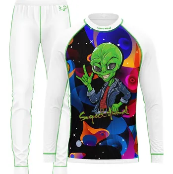 Set dětského termoprádla Set dětského funkčního prádla ALIEN bílá Bamboo Heavy - Zelená / 120