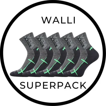 SUPERPACK - WALLI sportovní ponožky se stříbrem VoXX - 5 párů 35-38 tm. šedá / zelená