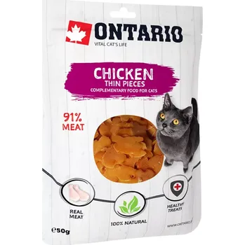 Pamlsek pro kočku Pochoutka Ontario kuřecí tenké kousky 50g