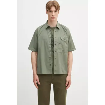 Pánská košile Bavlněná košile C.P. Company zelená barva, relaxed, s klasickým límcem, 18CMSH249A005328G, L, 97X