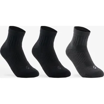 DECATHLON Dětské vysoké tenisové ponožky RS500 3 páry 27/30 ČERNÁ|ŠEDÁ