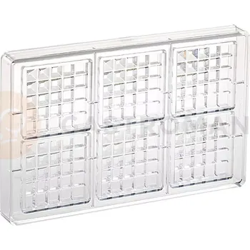 Čokoládová tyčinka Polykarbonátová forma na pralinky, 275x175 mm | MARTELLATO, Square