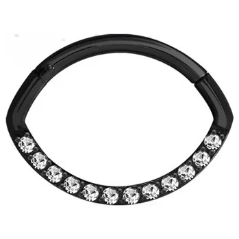 Piercing Atreya Titanový kroužek ve tvaru oválu s otevíráním a zirkony Jala Barva: Černá, Velikost: 1,2 mm